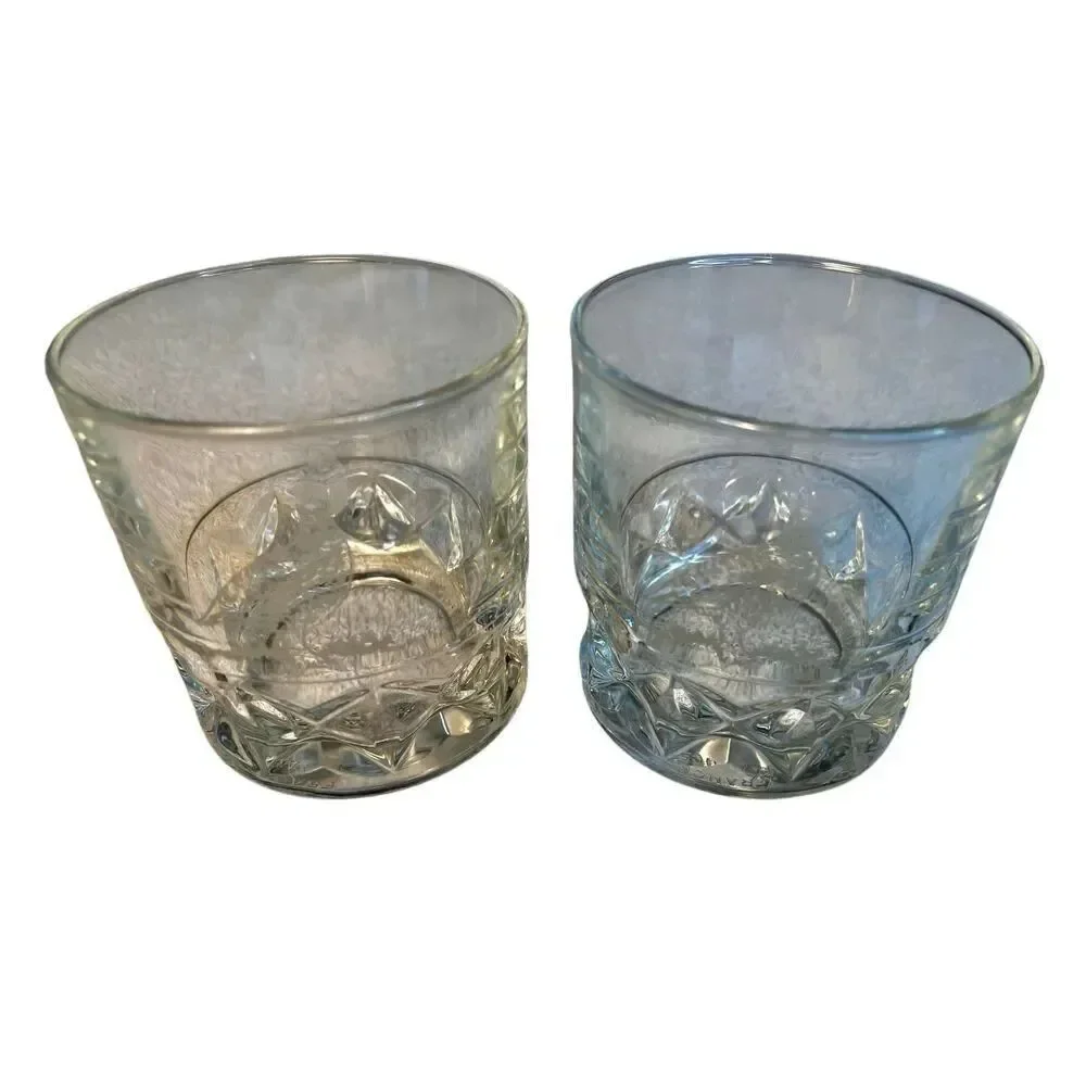 Set of 2 Vintage The Famous Grouse Scotch Whisky Low Ball Glasses Etched France
